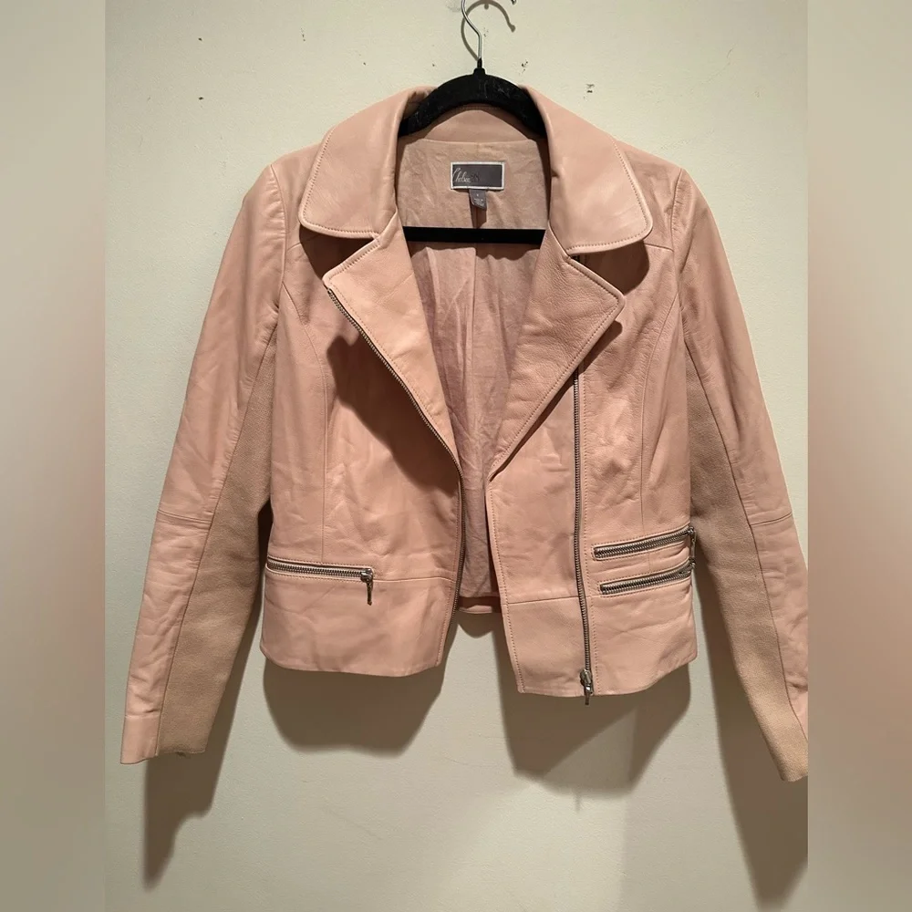 Chelsea28 Pink Leather Bomber Jacket - Picture 2 of 9
